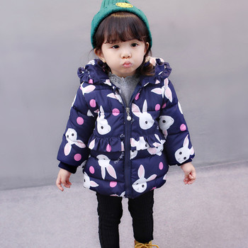 Παιδικό σακάκι φθινοπώρου-χειμώνα για κορίτσια με εικόνες και κουκούλα