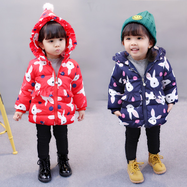 Παιδικό σακάκι φθινοπώρου-χειμώνα για κορίτσια με εικόνες και κουκούλα