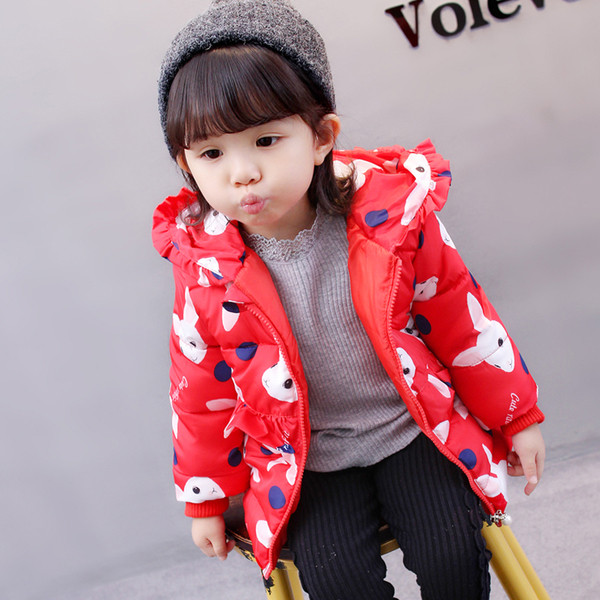 Παιδικό σακάκι φθινοπώρου-χειμώνα για κορίτσια με εικόνες και κουκούλα