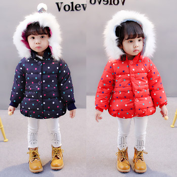 Χειμερινό μπουφάν για κορίτσια με έγχρωμη κουκούλα και γούνα