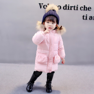 Μακρύ χειμωνιάτικο μπουφάν για κορίτσια με κουκούλα σε δύο χρώματα