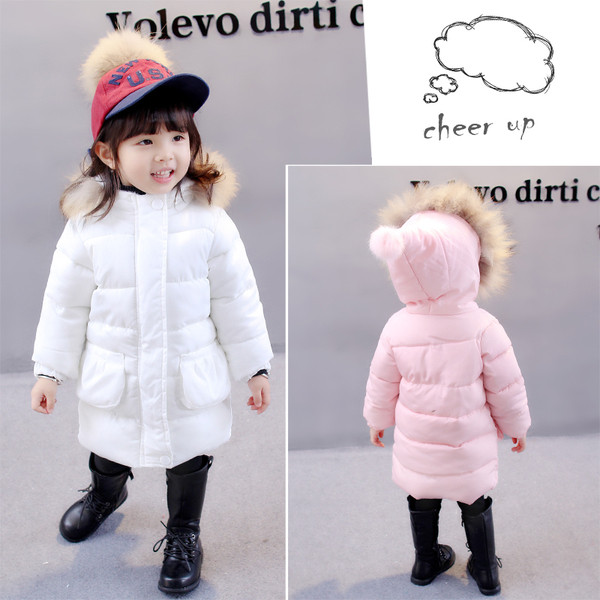 Μακρύ χειμωνιάτικο  μπουφάν για κορίτσια με κουκούλα σε δύο χρώματα