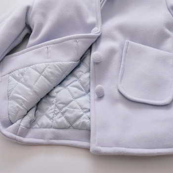 Спортно-елегантно детско палто за момичета с копчета, джобове и качулка