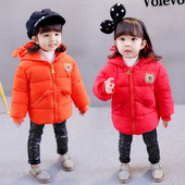 Χειμερινό σακάκι για κορίτσια σε απλό σχέδιο με κουκούλα