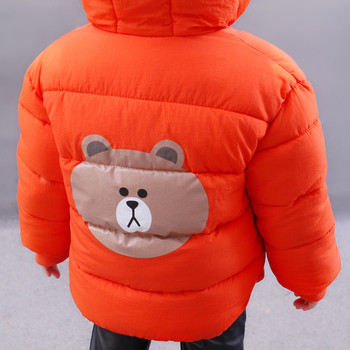 Χειμερινό σακάκι για κορίτσια σε απλό σχέδιο με κουκούλα