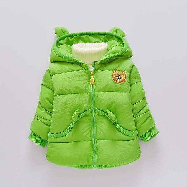 Χειμερινό σακάκι για κορίτσια σε απλό σχέδιο με κουκούλα