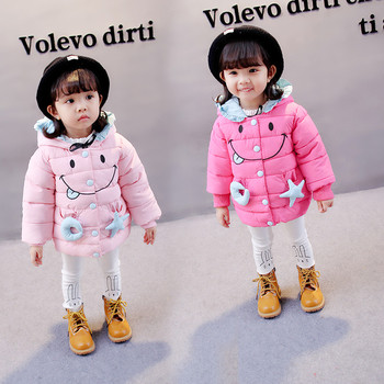 Παιδικό μπουφάν για κορίτσια με κινούμενα σχέδια και κουκούλα