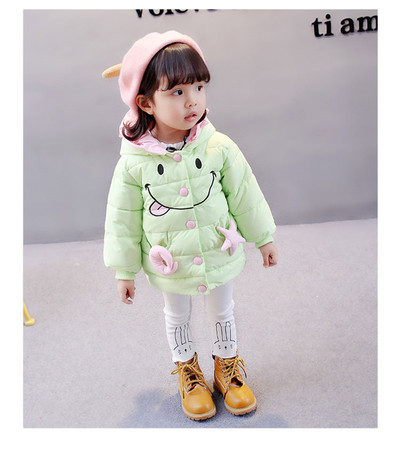 Παιδικό μπουφάν για κορίτσια με κινούμενα σχέδια και κουκούλα