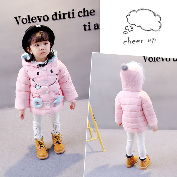 Παιδικό μπουφάν για κορίτσια με κινούμενα σχέδια και κουκούλα