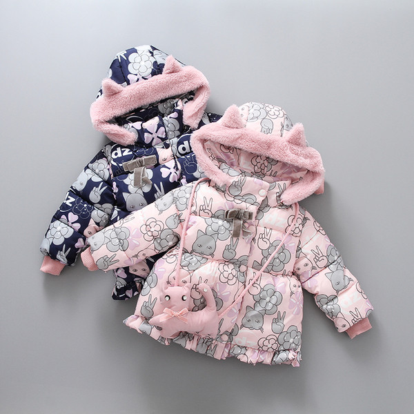 Κομψό μπουφάν για τα κορίτσια σε δύο χρώματα με κουκούλα