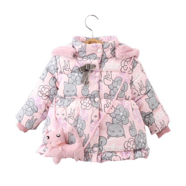 Κομψό μπουφάν για τα κορίτσια σε δύο χρώματα με κουκούλα