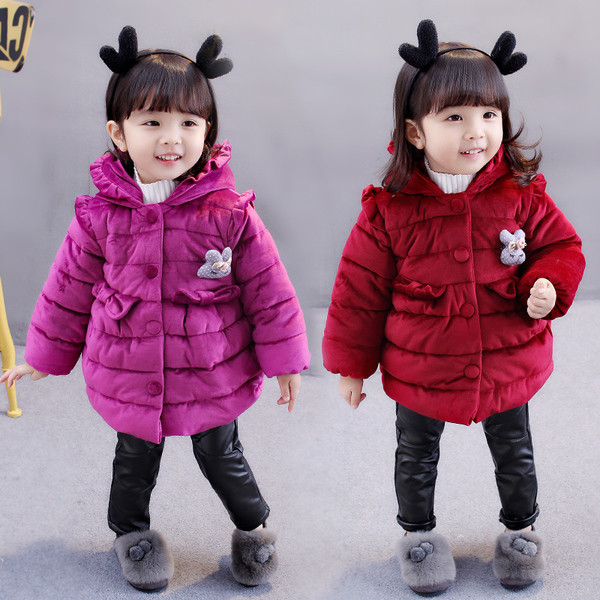 Κομψό μπουφάν για κορίτσια με κουκούλα σε δύο χρώματα