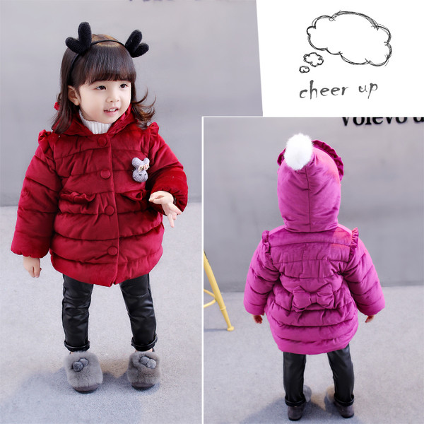 Κομψό μπουφάν για κορίτσια με κουκούλα σε δύο χρώματα