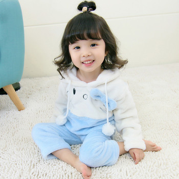 Плюшена детска пижама за момичета в два цвята