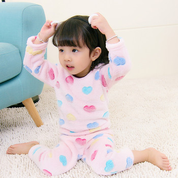 Топла детска пижама за момичета в две разцветки