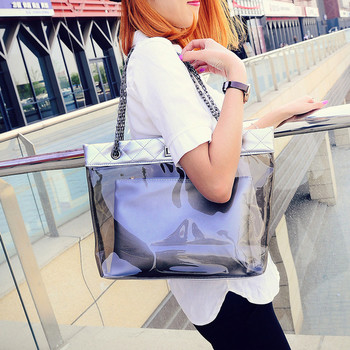 Прозрачна дамска чанта с органайзер в шест цвята