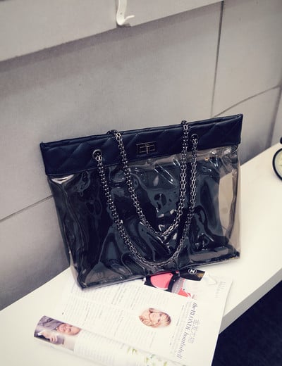 Διαφανή γυναικεία τσάντα με οργανωτή σε έξι χρώματα