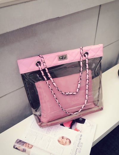 Διαφανή γυναικεία τσάντα με οργανωτή σε έξι χρώματα