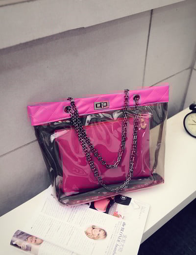 Διαφανή γυναικεία τσάντα με οργανωτή σε έξι χρώματα