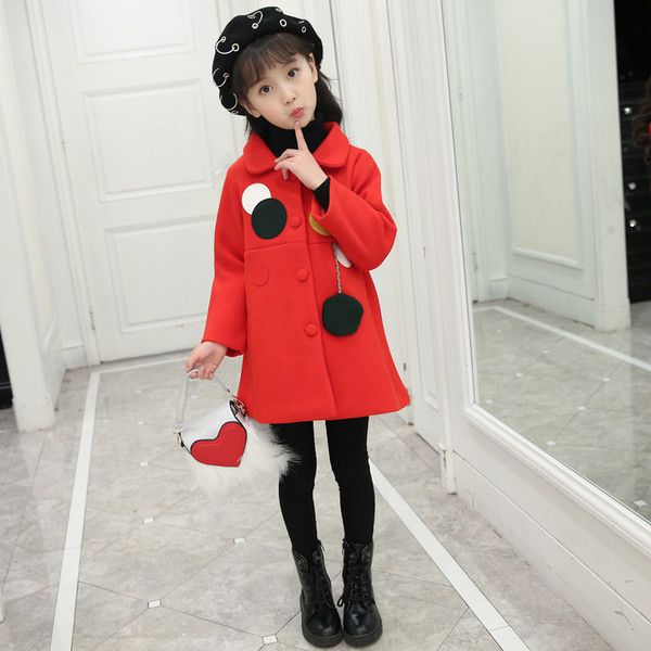 Κομψό παιδικό παλτό για κορίτσια σε κόκκινο και κίτρινο χρώμα