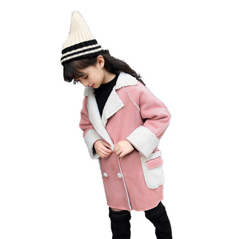 Κομψό μακρύ μάλλινο παλτό για κορίτσια