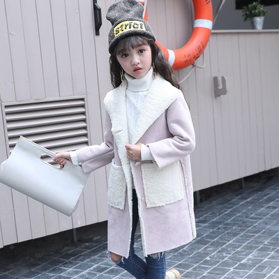 Μακρύ μάλλινο παλτό για τα κορίτσια σε δύο χρώματα