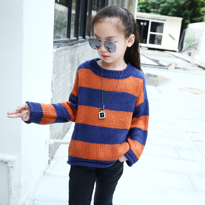 Ευρεία λωρίδες πουλόβερ παιδιών για κορίτσια