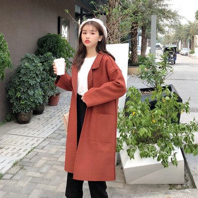 Κυρίες κομψό μακρύ παλτό σε δύο χρώματα