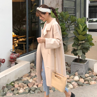 Κυρίες κομψό μακρύ παλτό σε δύο χρώματα