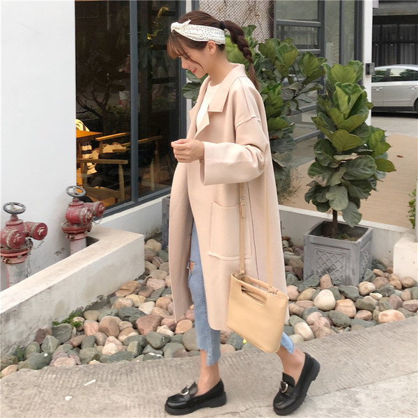 Κυρίες κομψό μακρύ παλτό σε δύο χρώματα