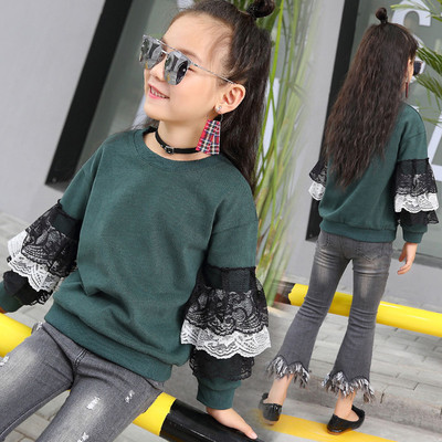 Παιδική μπλούζα για κυρίες με δαντέλα στα μανίκια