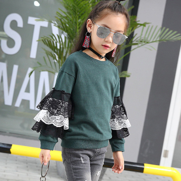 Παιδική μπλούζα για κυρίες με δαντέλα στα μανίκια