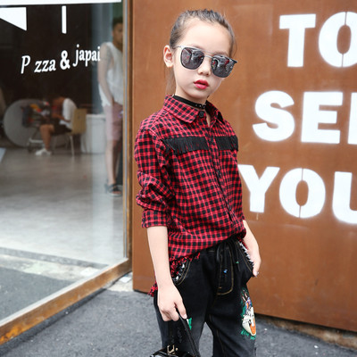 Παιδικό πουκάμισο για κορίτσια με περιθώρια