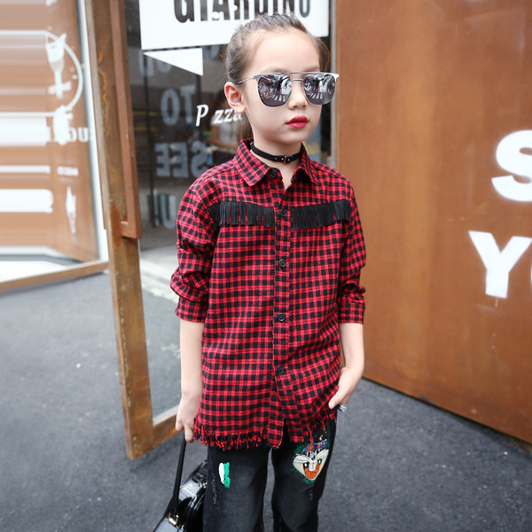 Παιδικό πουκάμισο για κορίτσια με περιθώρια