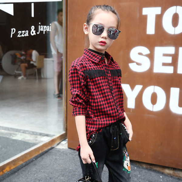 Παιδικό πουκάμισο για κορίτσια με περιθώρια