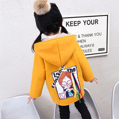 Φορέματα φθινοπώρου-χειμώνα με κουκούλα για κορίτσια με κόκκινη και κίτρινη πλάτη