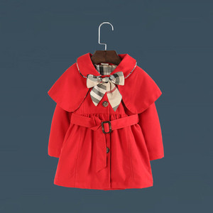 Μοντέρνο παιδικό παλτό για κορίτσια με κορδέλα και ζώνη σε δύο χρώματα