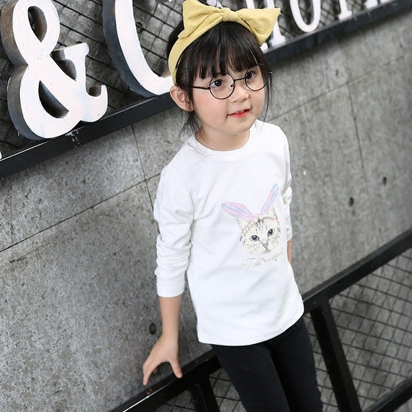 Καθημερινή μακρύ μανίκι για κορίτσια με λευκό και καφέ γατάκι