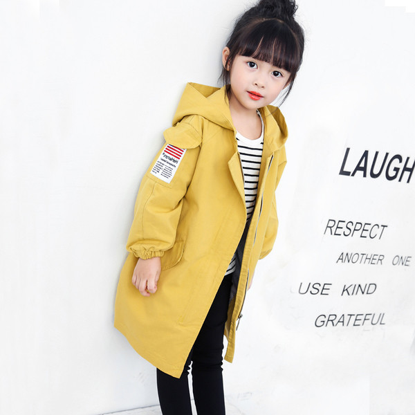 Καθημερινό αθλητικό μακρύ μπουφάν με κουκούλα για κορίτσια σε τρία χρώματα