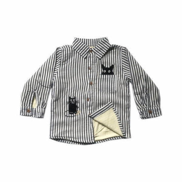 Стилна раирана риза с апликация за момчета