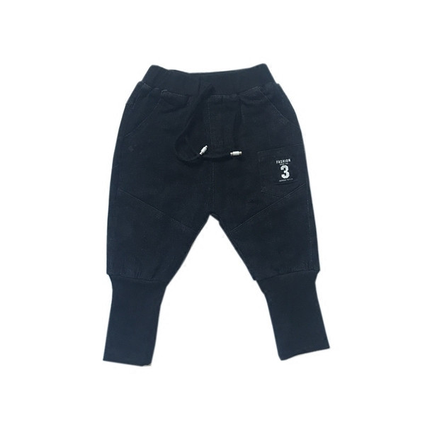 Περιστασιακά αθλητικά παντελόνια για τα αγόρια με τα πόδια, στενά σε σχήμα ματιών σε μαύρο χρώμα