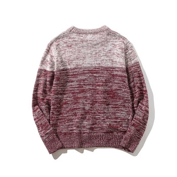 Καθημερινά πλεκτό πουλόβερ με κολάρο σε σχήμα O σε ρέοντα χρώματα σε δύο χρώματα