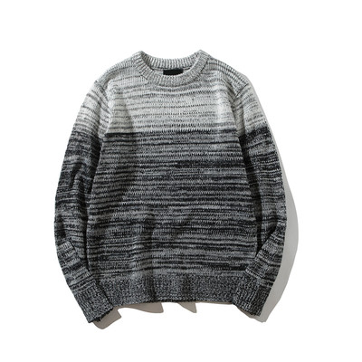 Καθημερινά πλεκτό πουλόβερ με κολάρο σε σχήμα O σε ρέοντα χρώματα σε δύο χρώματα