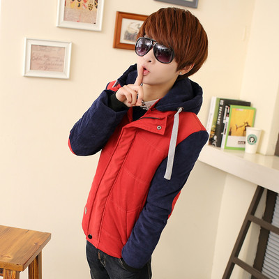 Ежедневно зимно мъжко яке с цветна качулка и ръкави в четири цвята