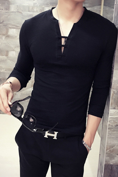 Стилна мъжка блуза с 3/4 ръкави в три цвята