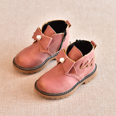 Μπότες φθινοπώρου-χειμώνα για κορίτσια με κορδέλα και μαργαριτάρια