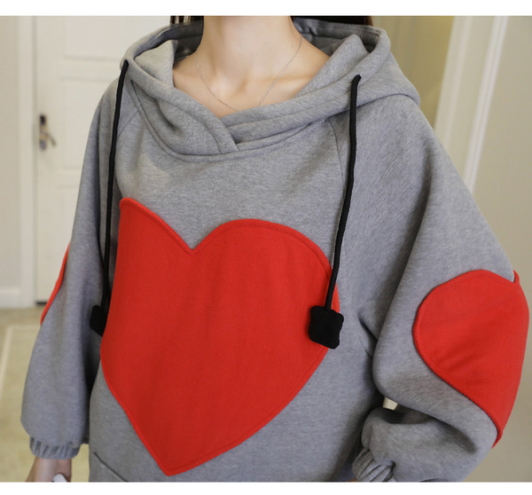 Φούτερ φούτερ φθινόπωρο-χειμώνα με κουκούλα και καρδιά alice, μοντέλο freestyle