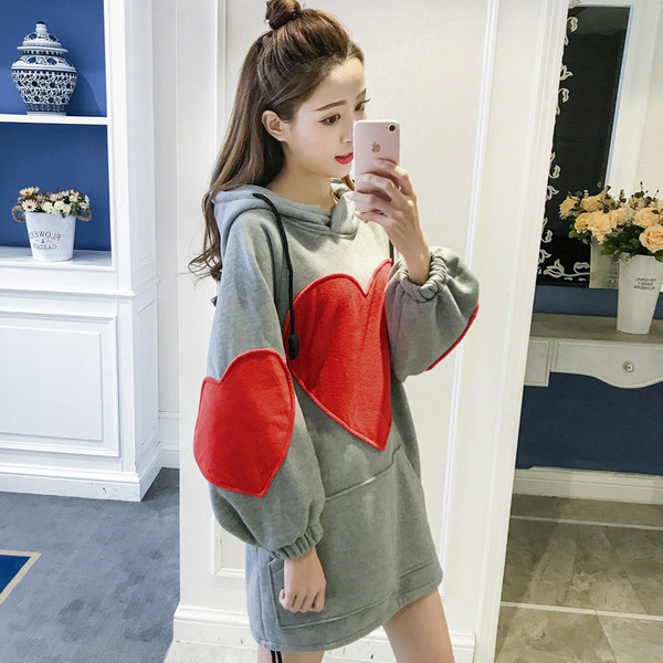 Φούτερ φούτερ φθινόπωρο-χειμώνα με κουκούλα και καρδιά alice, μοντέλο freestyle