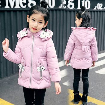 Χειμερινό σακάκι για κορίτσια σε τρία χρώματα με κουκούλα