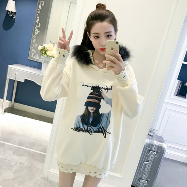 Καθημερινή γυναικεία φούτερ με κουκούλα και κουκούλα σε μαύρο και άσπρο